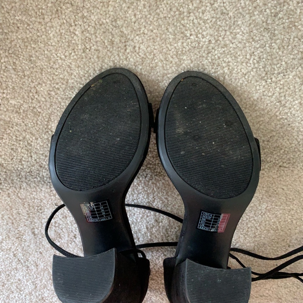 Size 7 black strapy tie heel. - Picture 3 of 3